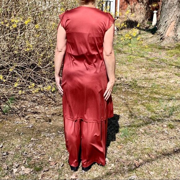 Vtg 70s maroon polyester maxi dress/2 jackets - Picture 4 of 8